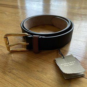 NEW!! Burberry Textured Leather Belt Black 40|100